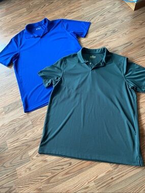 Outdoor Life XLT Polo Shirt Bundle Royal Blue & Hunter Green Golf Fall